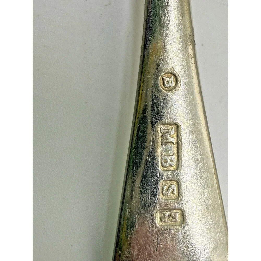 Antique MB S Electro Plated Table Dinner Fork Engraved Script Monogram M Vtg
